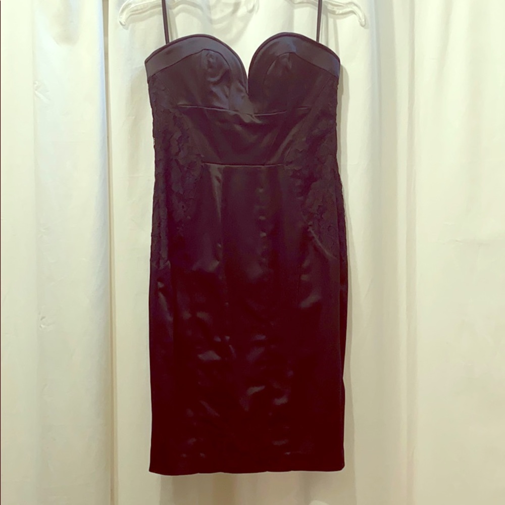 Bebe Black Strapless Satin Dress